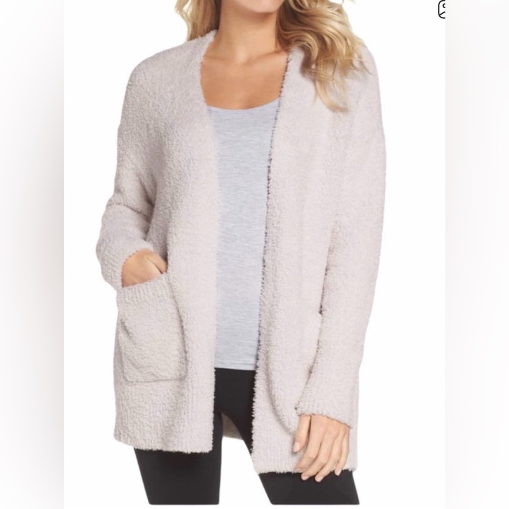 Barefoot Dreams CozyChic Plush SoCal Almond Open Front Cardigan medium